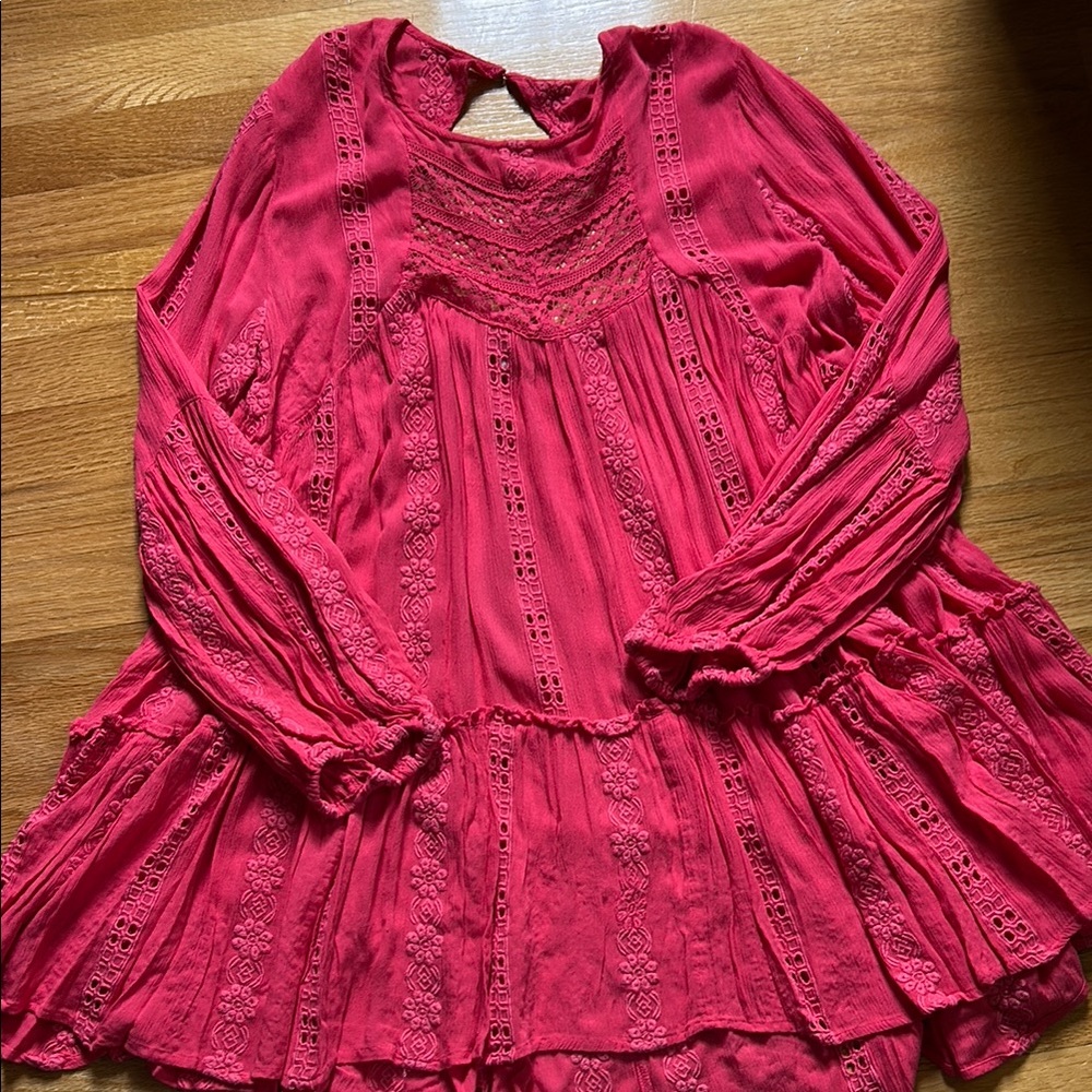 Free People Elegant Pink Lace Women's Tunic